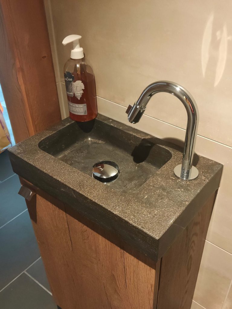 Sanitaire dans un chalet en bois à Bons-en-Chablais