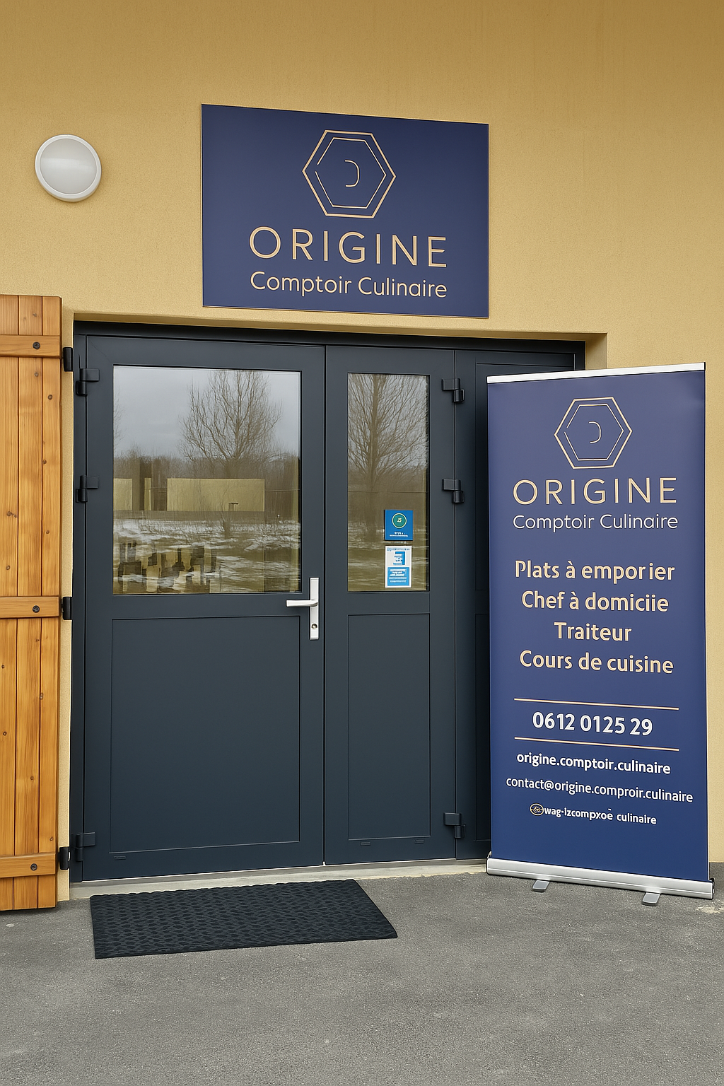 Porte d’entrée local professionnel rénové – rénovation cuisine à Bons-en-Chablais