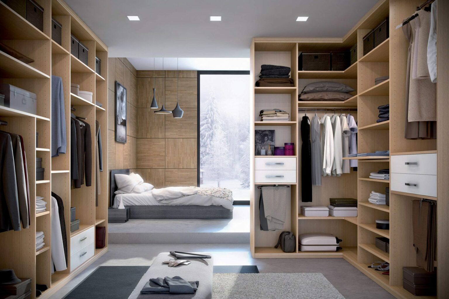 Dressing chambre moderne – aménagement intérieur 2024 près de Bons-en-Chablais.