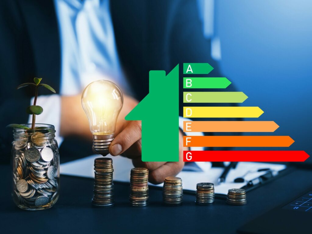 Ampoule et maison énergétique symbolisant les économies réalisées grâce à la rénovation énergétique RGE à Thonon