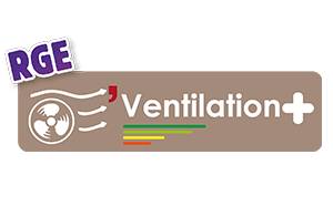 Logo du label RGE Ventilation+, certification pour les installateurs de systèmes de ventilation performants