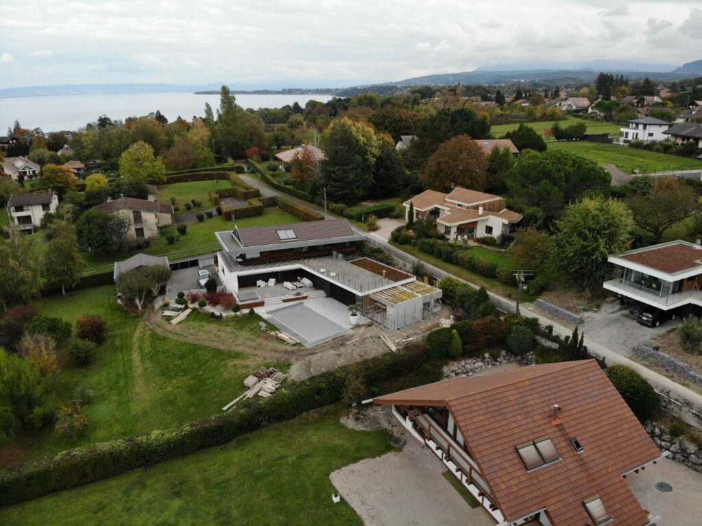 vue aérienne extension maison Évian