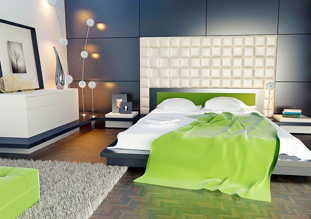 Chambre avec touches de vert à Bons-en-Chablais